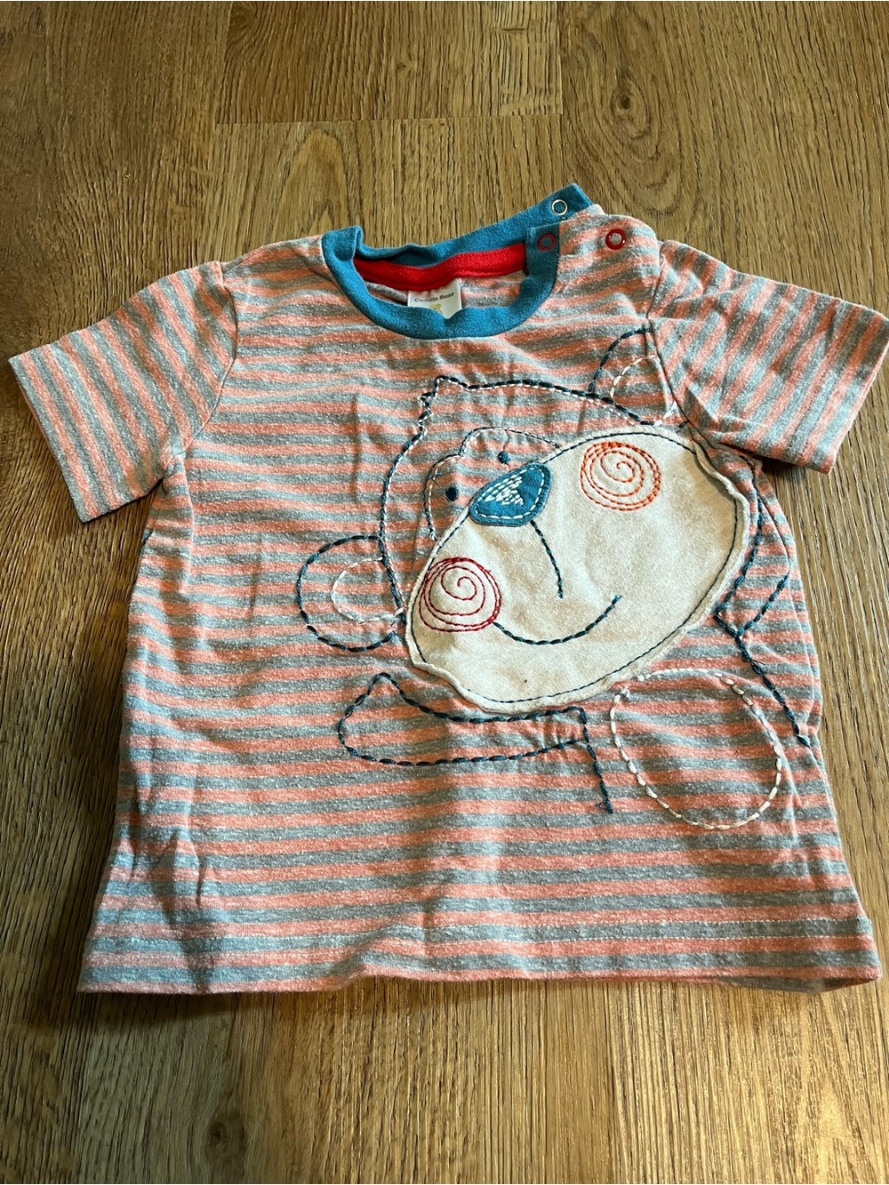 Cuddle Bear, Short Sleeve Shirt, Blue Red, 18 months